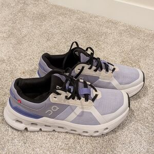 On Cloudrunner Running Shoes In Purple and Black. Women's Size 9 Athletic Shoes